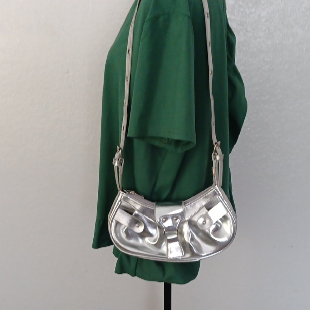 Silver Women's Shoulder Bag Adjustable Strap Good Condition